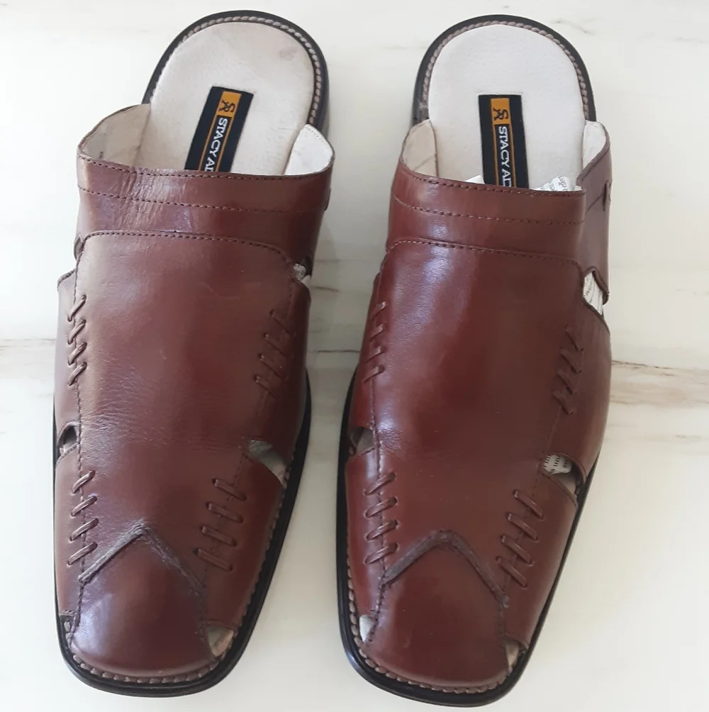 STACY ADAMS Brown Leather Fisherman Slip-On Sandals Sz 11.5 M